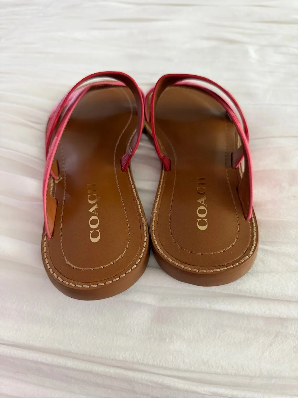 Coach Pink Signature Jacquard Strappy Sandals Size 7